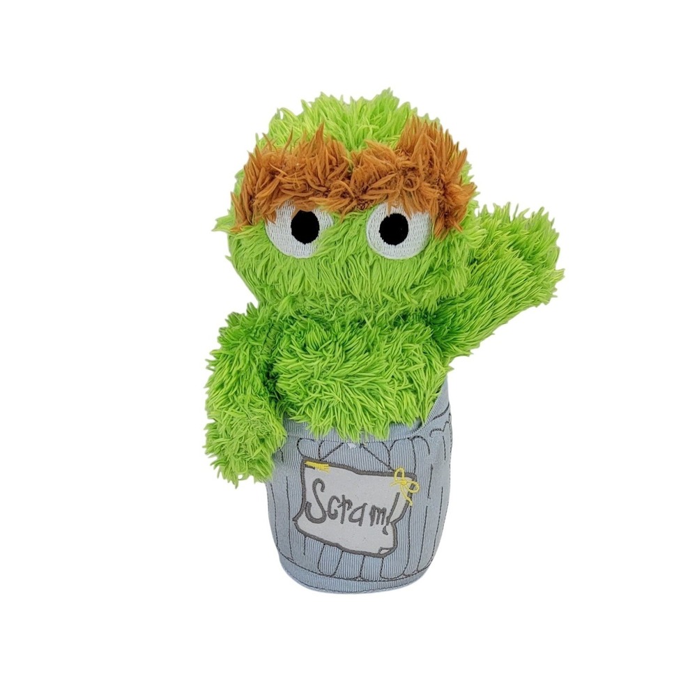 Sesame‎ Street Oscar the Grouch Plush Trash Can Toy 2009 Mattel